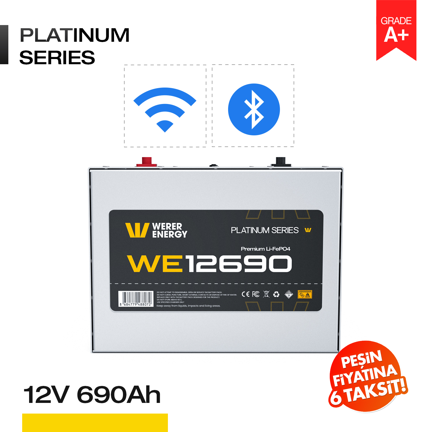 12690_bw 12V 690Ah LiFePO4 Akü - Bluetooth/Wifi - Görsel 1