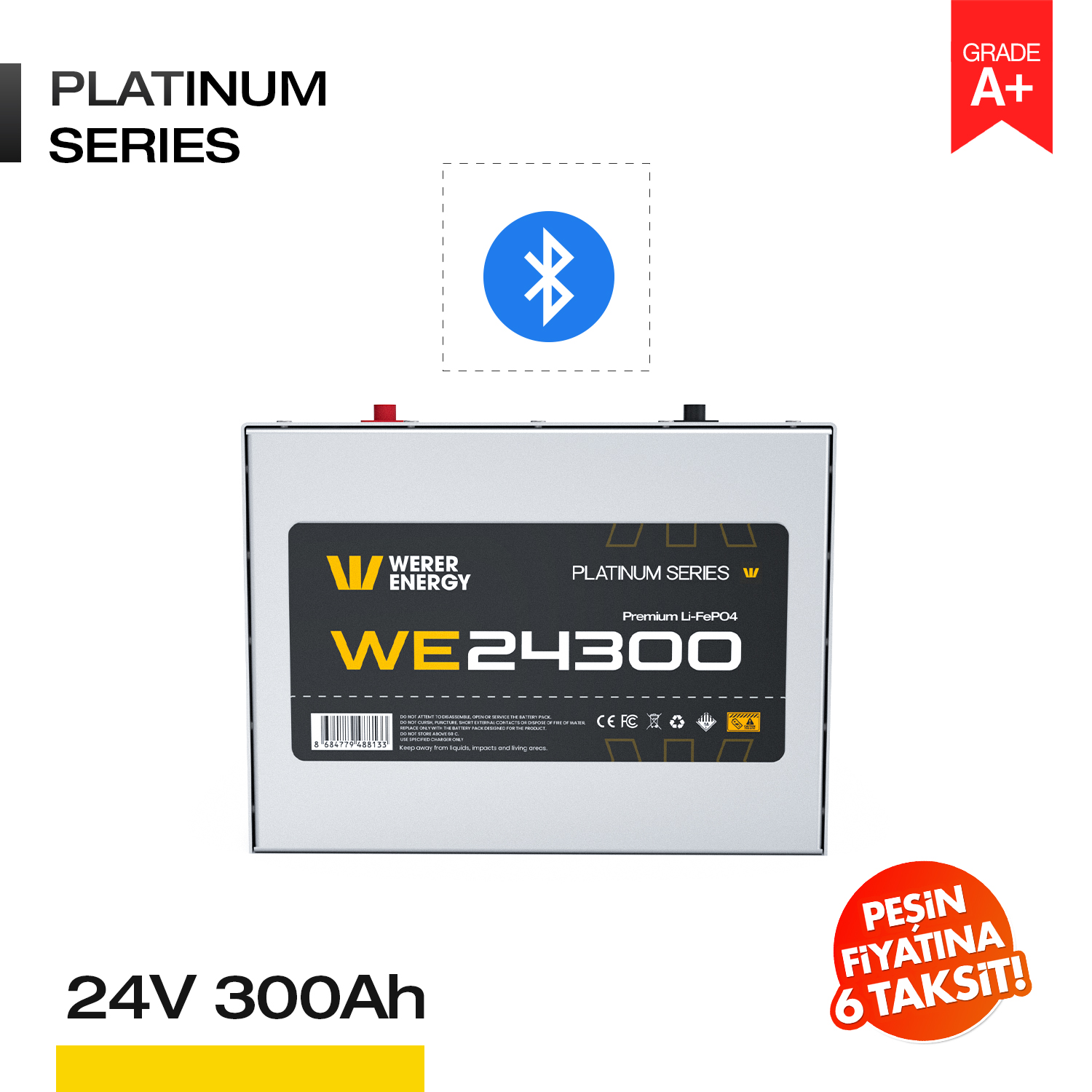 24300_B 24V 300Ah LiFePO4 Akü - Bluetooth - Görsel 1