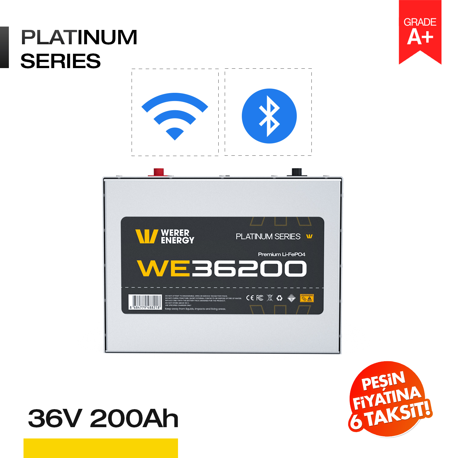 36200_bw 36V 200Ah LiFePO4 Akü - Bluetooth/Wifi - Görsel 1