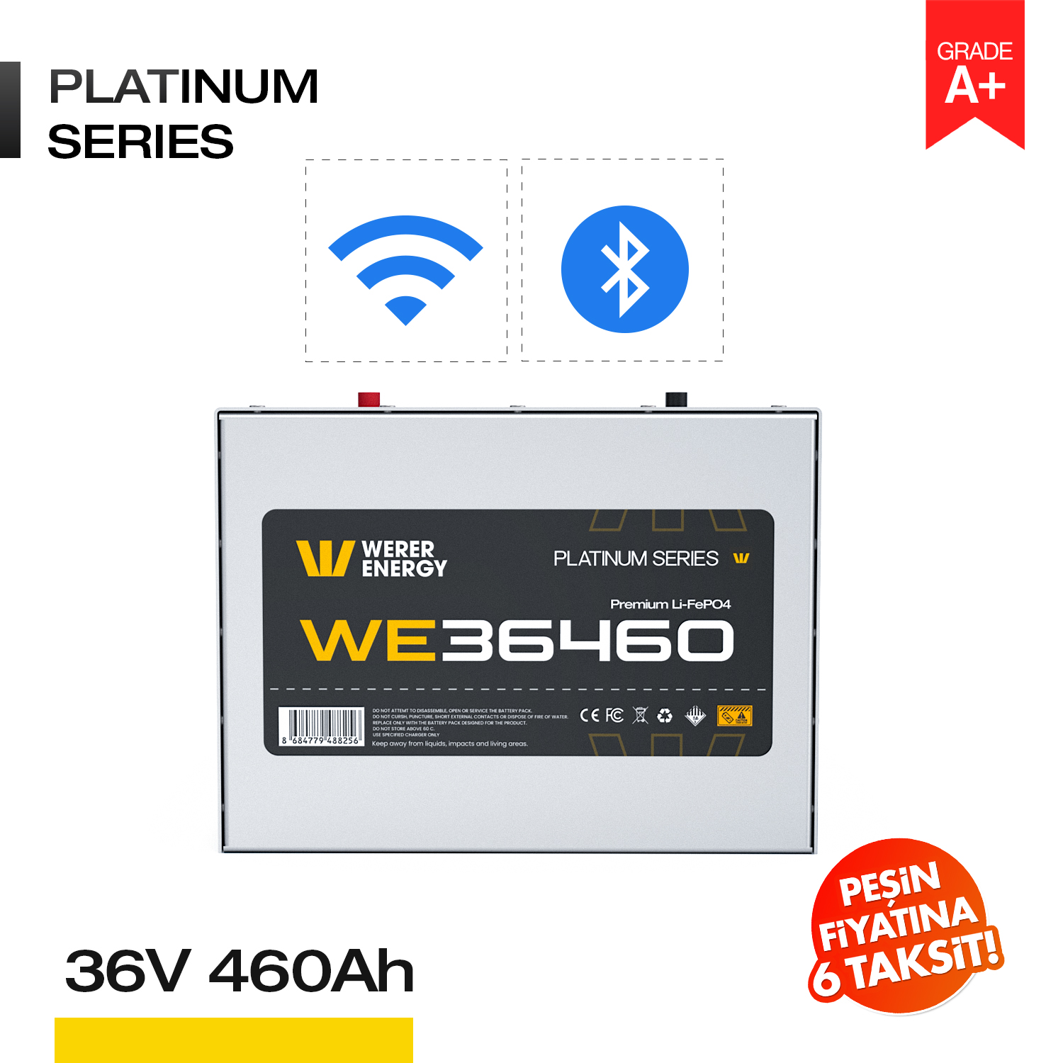 36460_bw 36V 460Ah LiFePO4 Akü - Bluetooth/Wifi - Görsel 1