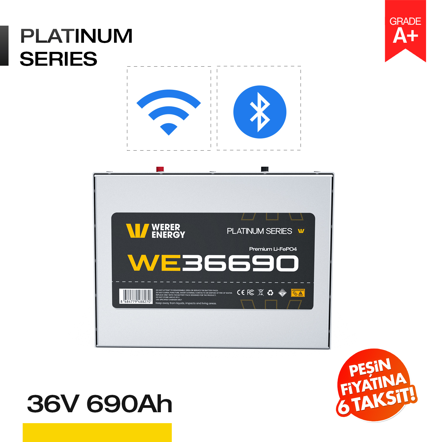 36690_bw 36V 690Ah LiFePO4 Akü - Bluetooth/Wifi - Görsel 1