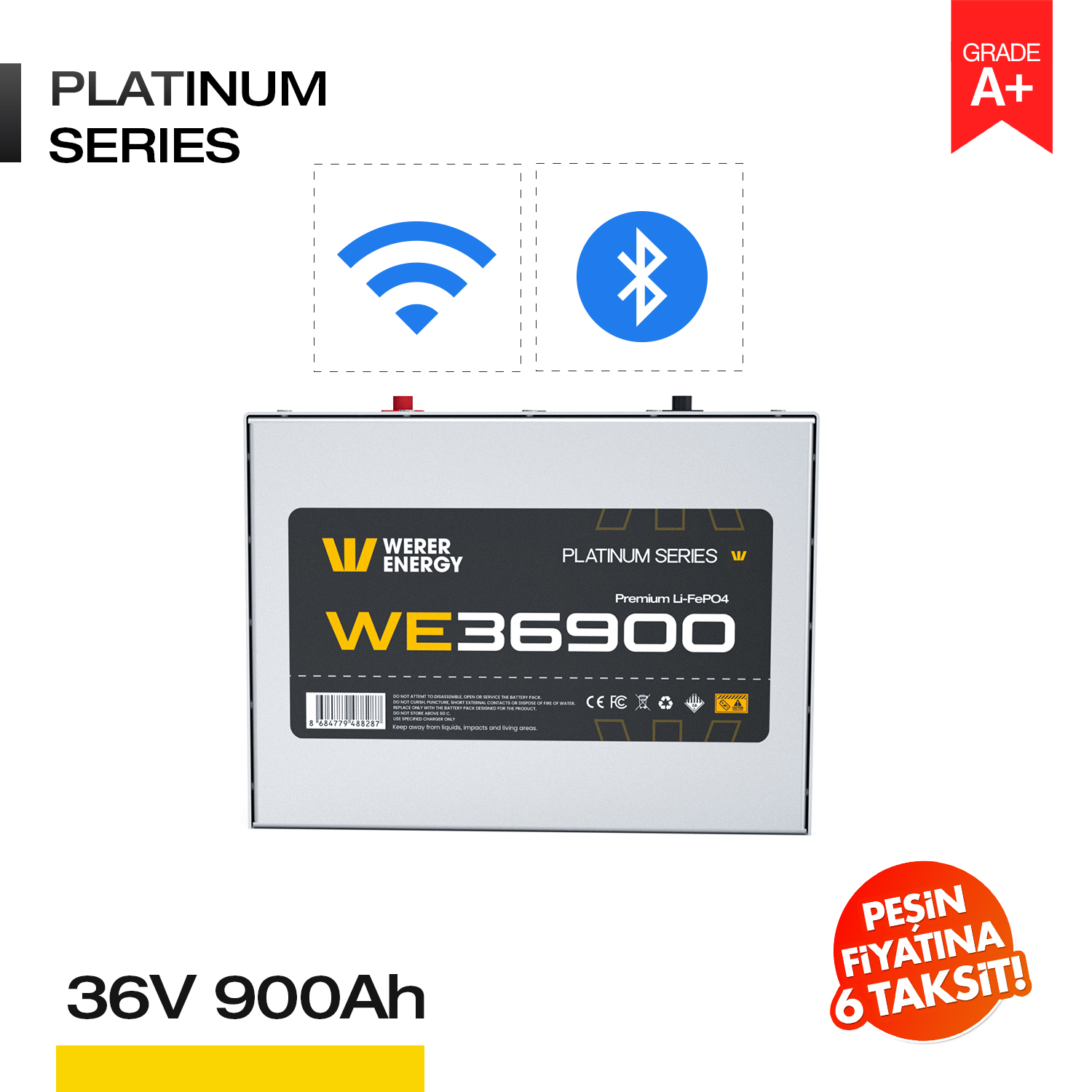 36900_bw 36V 900Ah LiFePO4 Akü - Bluetooth/Wifi - Görsel 1