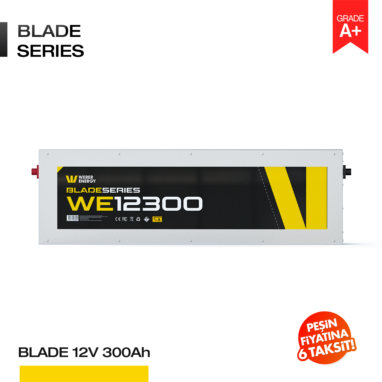 BLADE12300_1 12V 300Ah LiFePO4 Akü - Bluetooth - Blade Serisi - Görsel 1