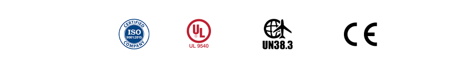 We-Container sertifikalar - ISO 9001, UL 9540, UN38.3, CE